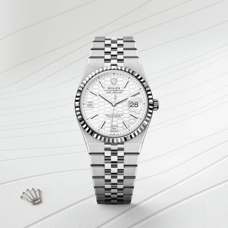 rolex Land-Dweller in White Rolesor - combination of Oystersteel and white gold, M127234-0001 - Globaltimepieces