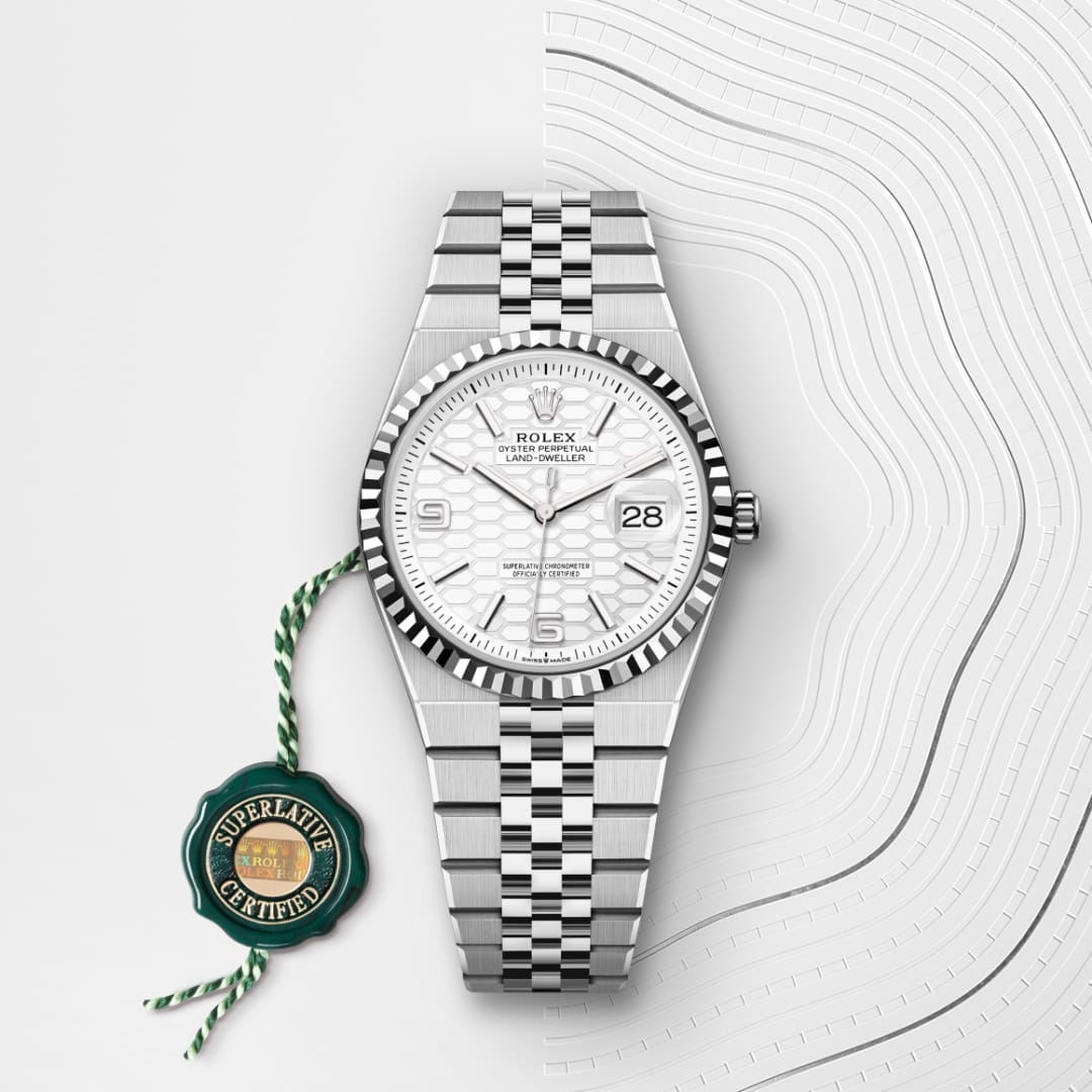 rolex Land-Dweller in White Rolesor - combination of Oystersteel and white gold, M127234-0001 - Globaltimepieces