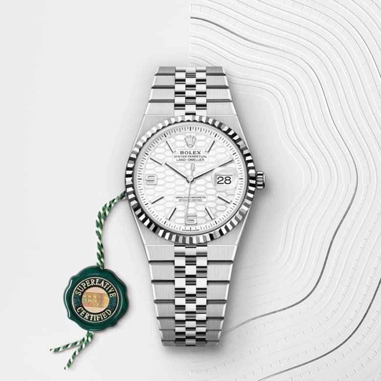 rolex Land-Dweller in White Rolesor - combination of Oystersteel and white gold, M127234-0001 - Globaltimepieces