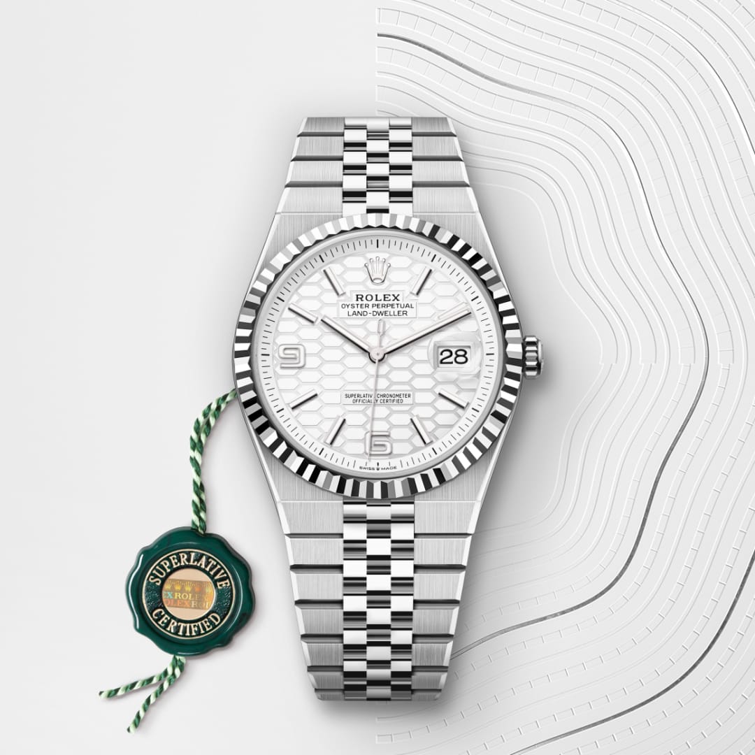 rolex Land-Dweller in White Rolesor - combination of Oystersteel and white gold, M127334-0001 - Globaltimepieces